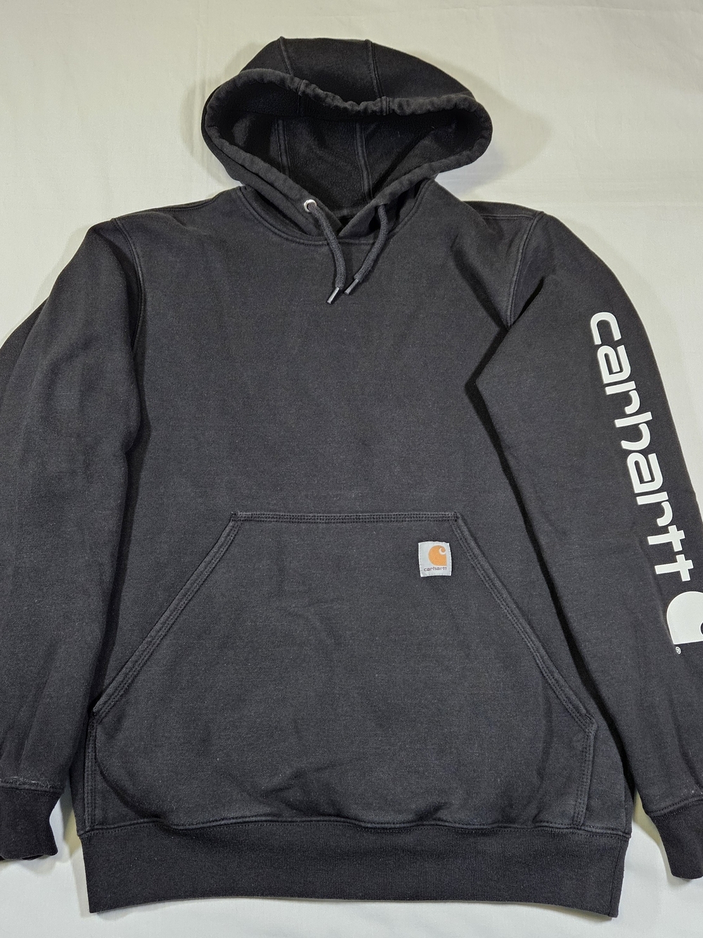 Carhartt Men's Black Hoodie Sleeve Logo Sweatshirt Small Original Fit K288